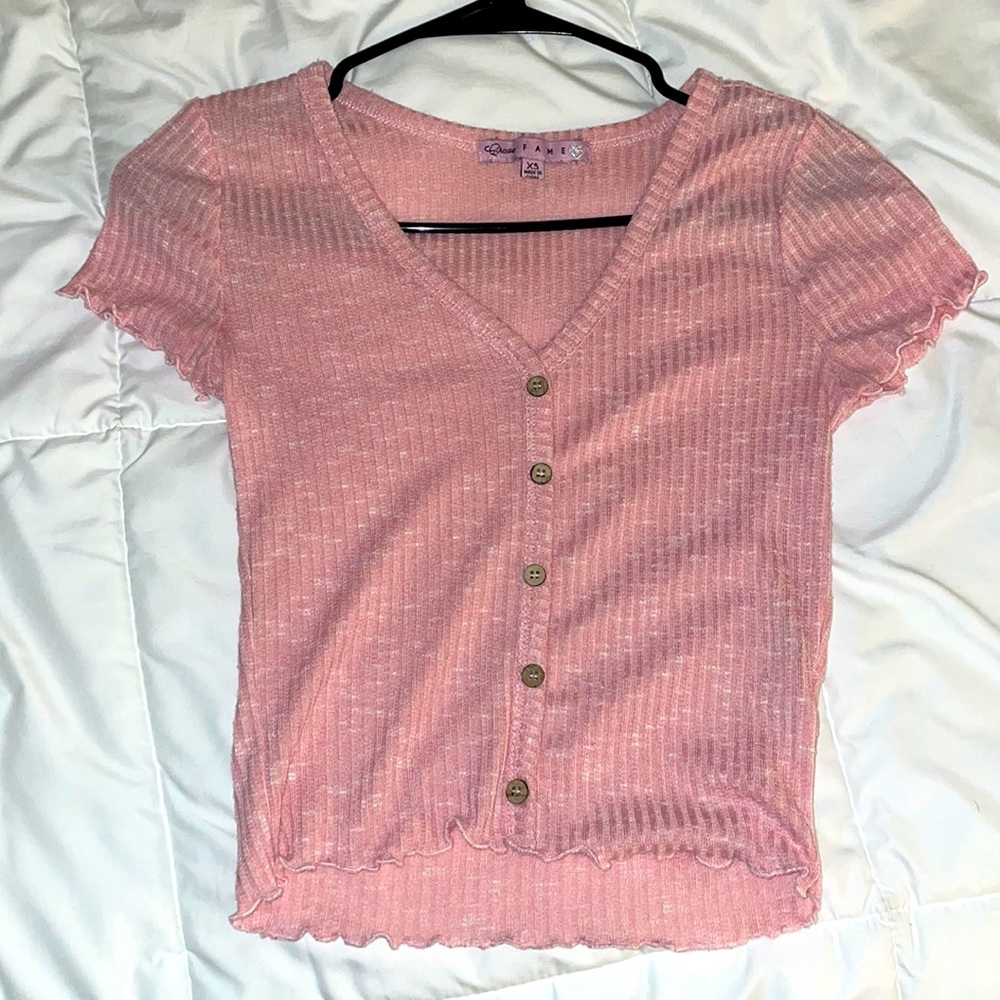 xs pink button up shirt